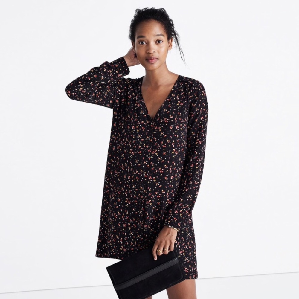 Madewell Black Floral Mini Dress